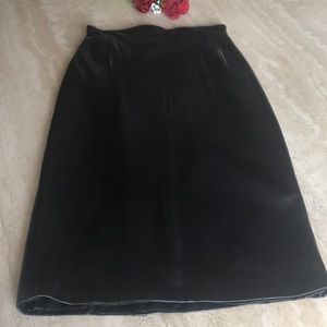 Krizia Black Lambskin Pencil Skirt, Made in Italy